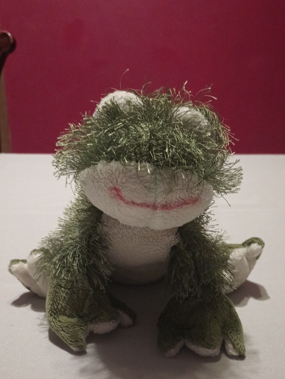 GANZ. Green Fuzzy Plush Frog Toy
